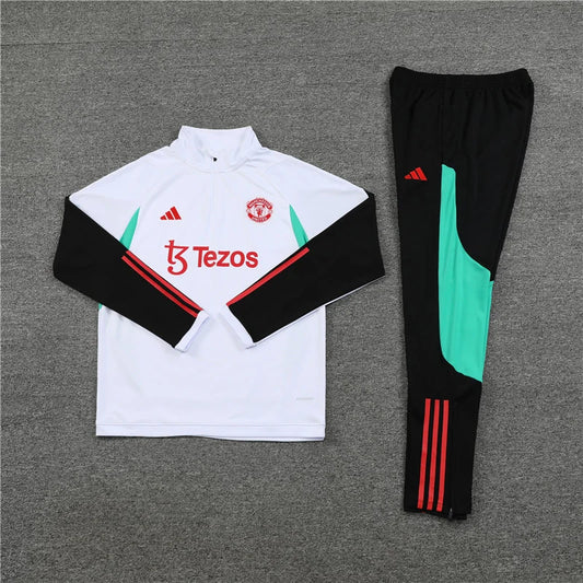 2023/2024 Manchester United Half-Pull Training Suit White Football track suit