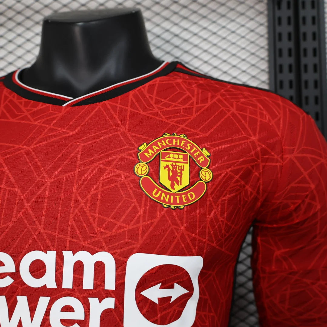 2023/2024 Long Sleeve Player Version Manchester United Home Football Shirt