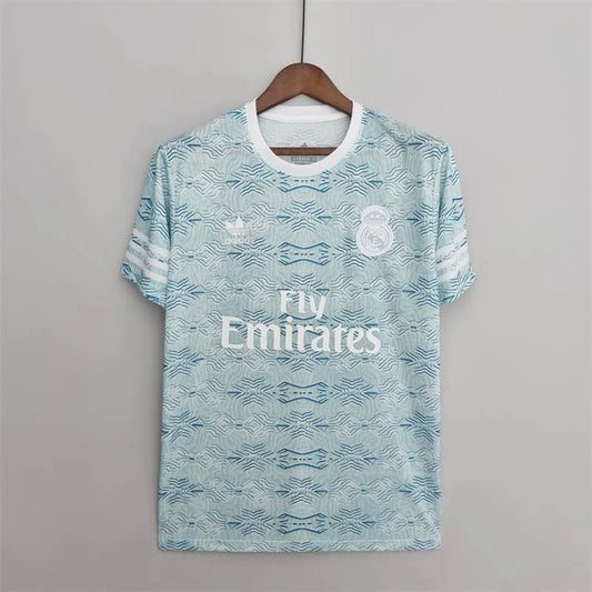 2022/2023 Real Madrid Training Wear Light Blue Pattern Football Shirt